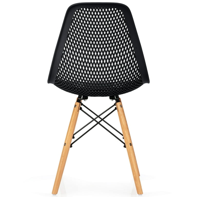 Set of 4 Modern Wood - Leg Seat Black - From Where - 