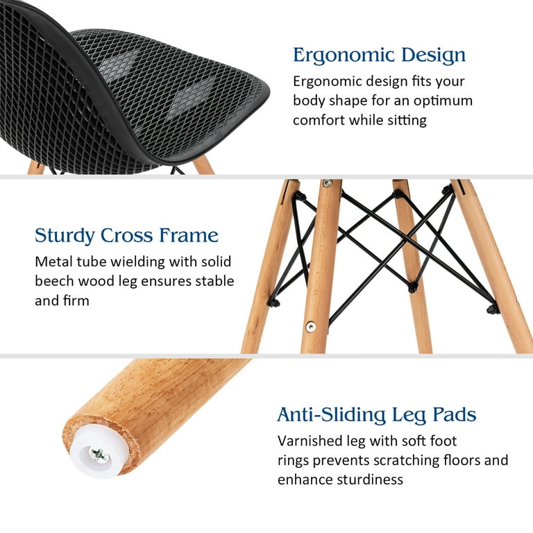 Set of 4 Modern Wood - Leg Seat Black - From Where - 