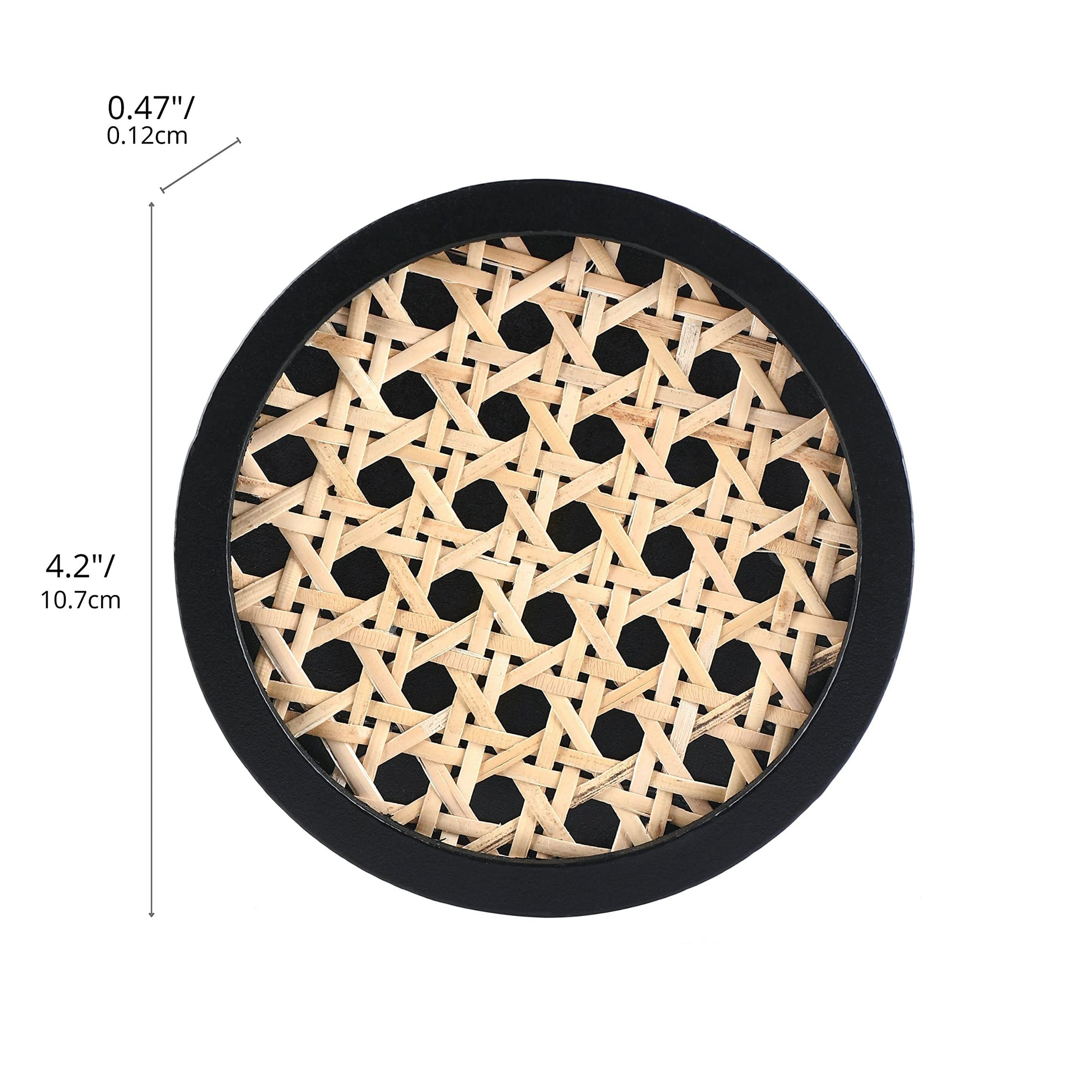 Set of 4 Unique Wooden Rattan Coasters - From Where - 