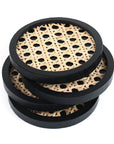 Set of 4 Unique Wooden Rattan Coasters - From Where - 