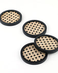 Set of 4 Unique Wooden Rattan Coasters - From Where - 