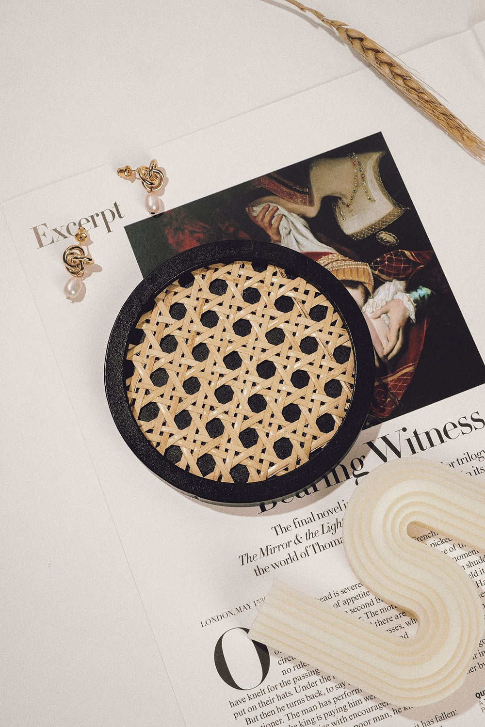 Set of 4 Unique Wooden Rattan Coasters - From Where - 