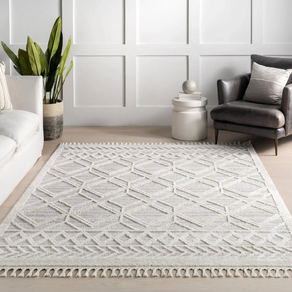 Shaggy Lattice Tassel Rug - From Where Finds - 