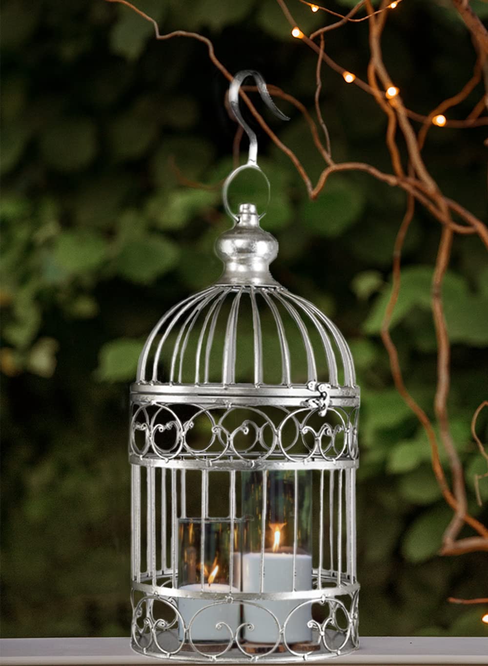 Small Decorative Silver Metal Birdcage - From Where - 