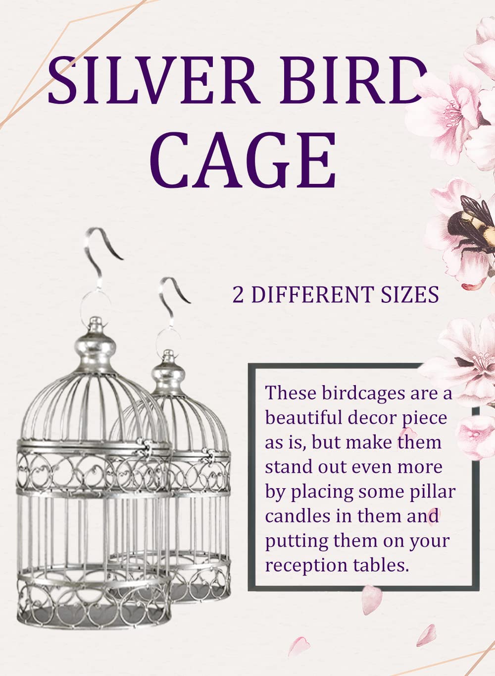 Small Decorative Silver Metal Birdcage - From Where - 