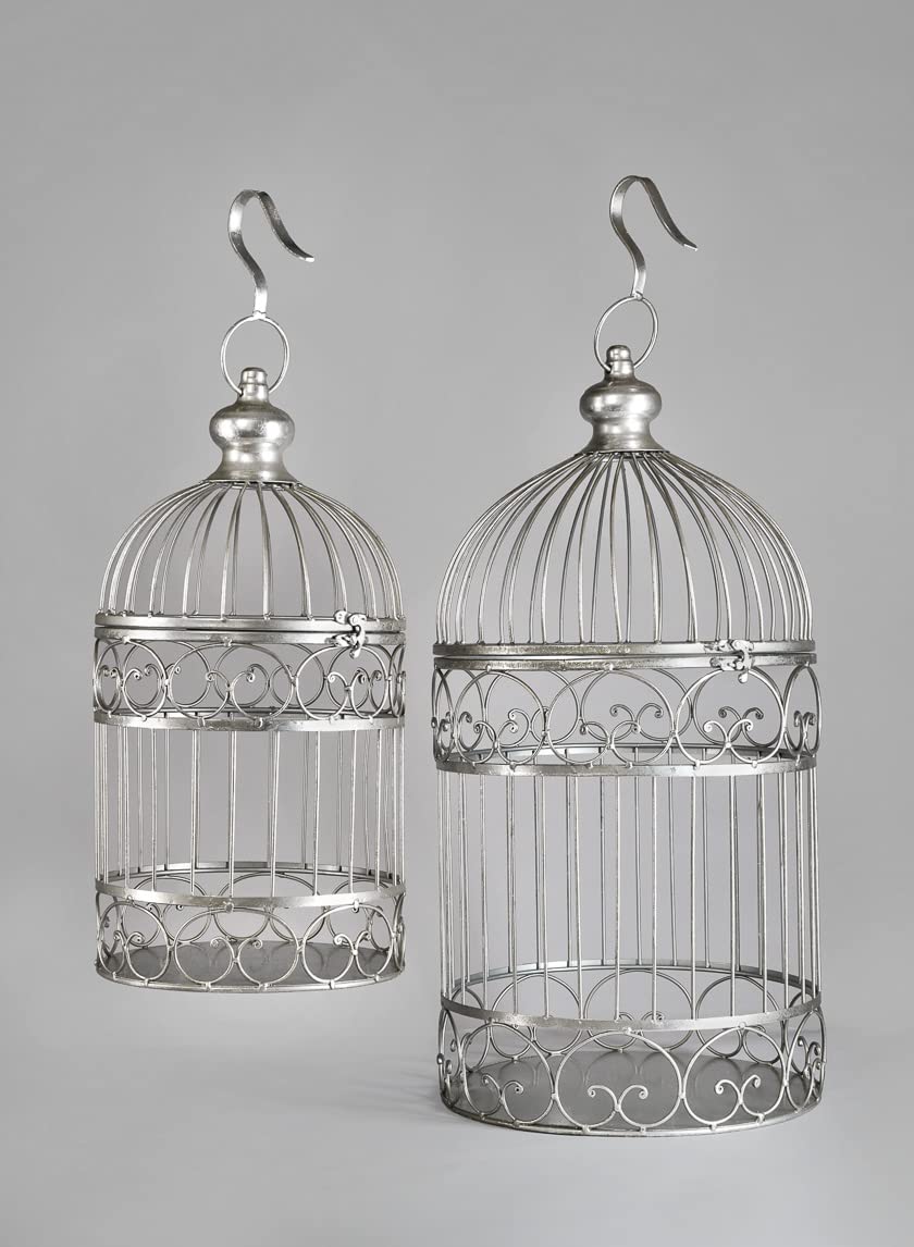Small Decorative Silver Metal Birdcage - From Where - 