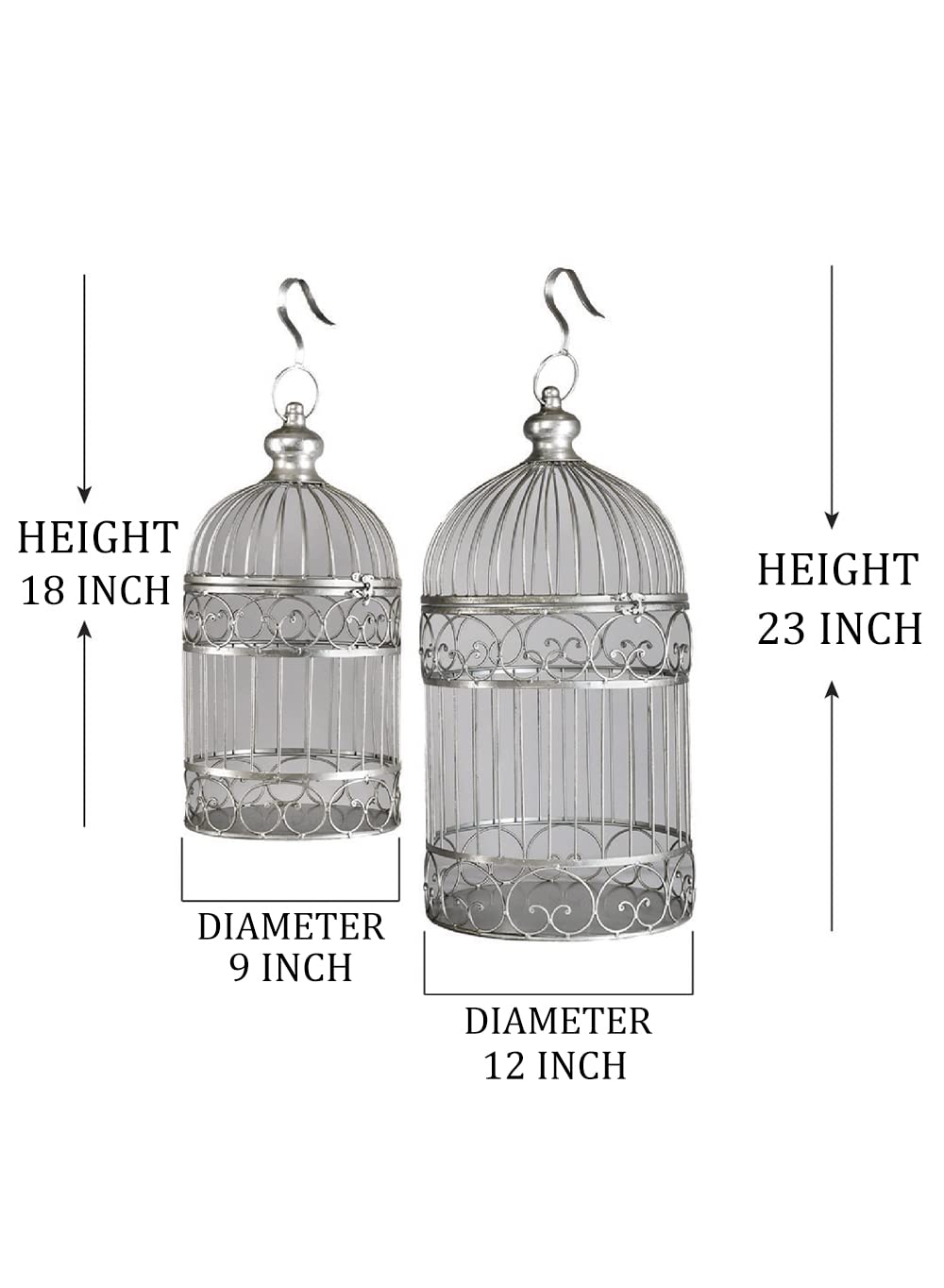 Small Decorative Silver Metal Birdcage - From Where - 