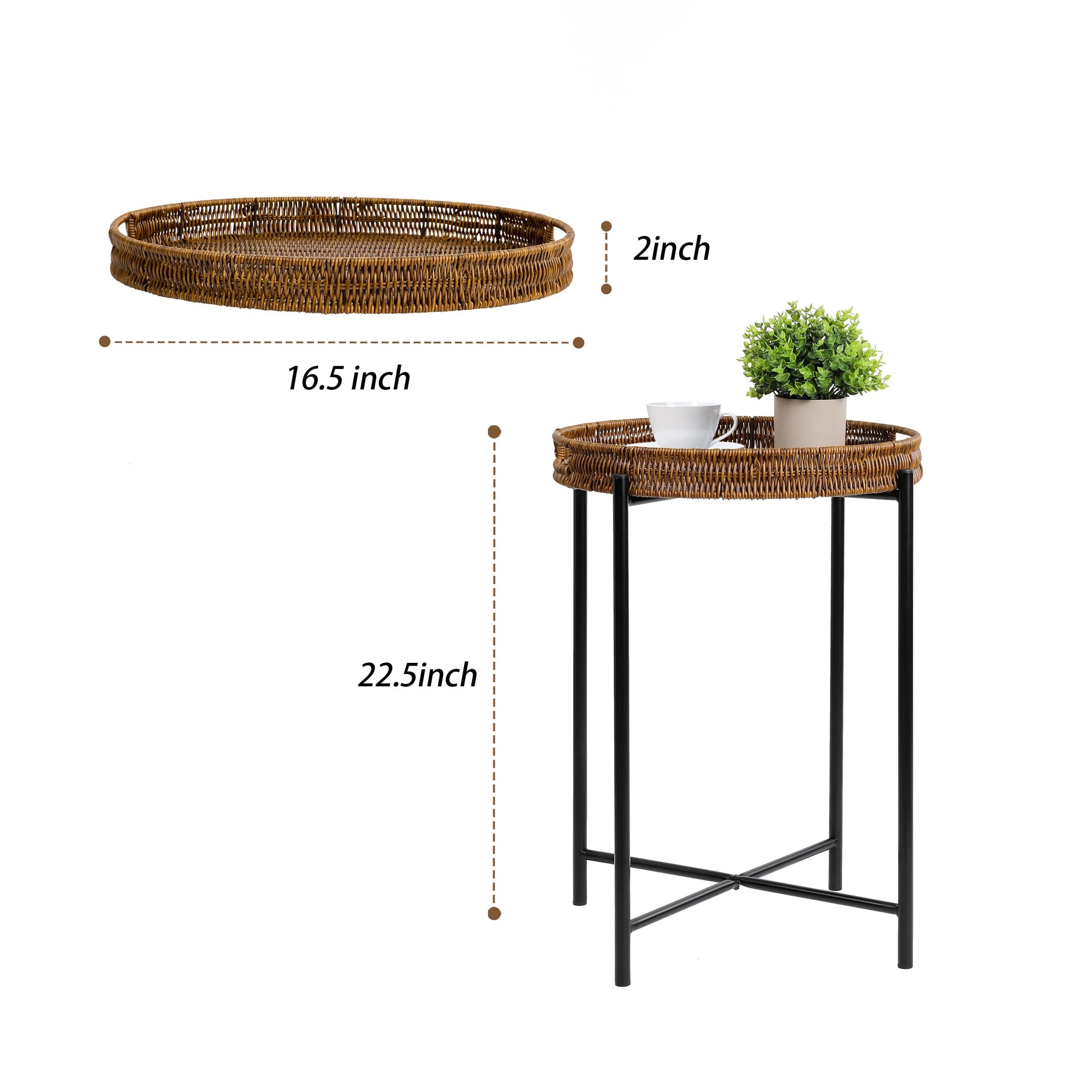 Small Wicker Round End Table - From Where - 