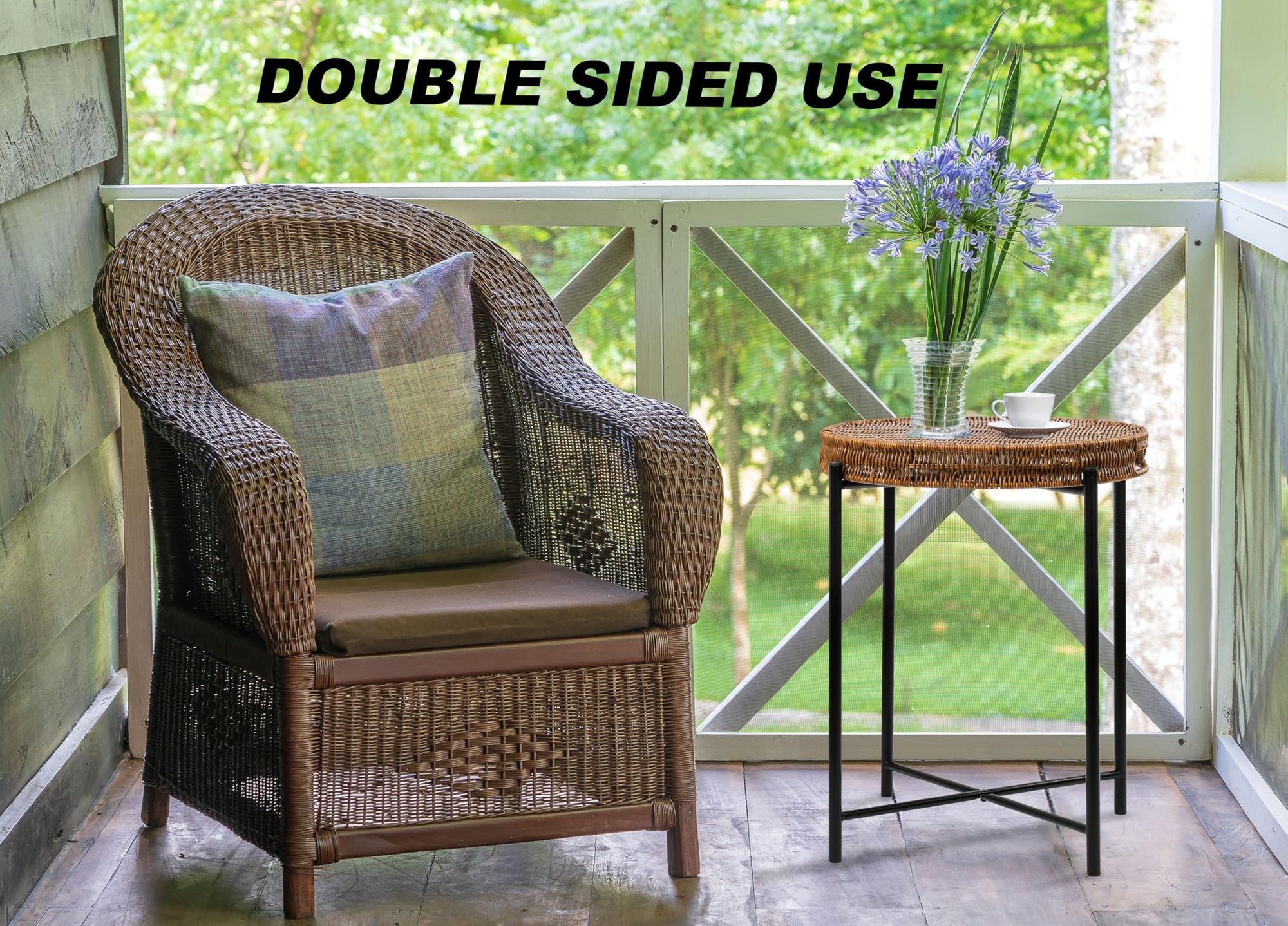 Small Wicker Round End Table - From Where - 