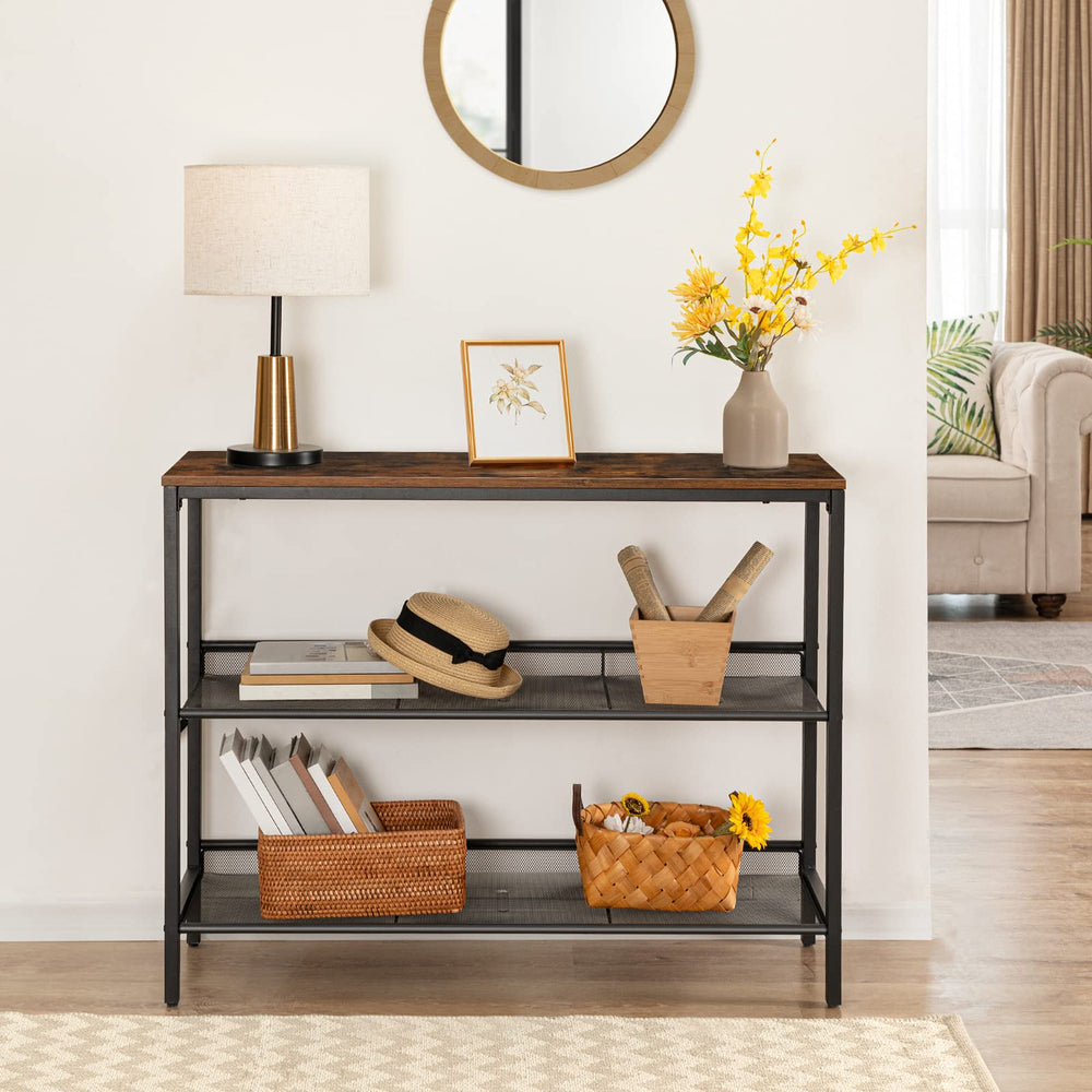 Sofa Table with Adjustable Mesh Shelves - From Where - 