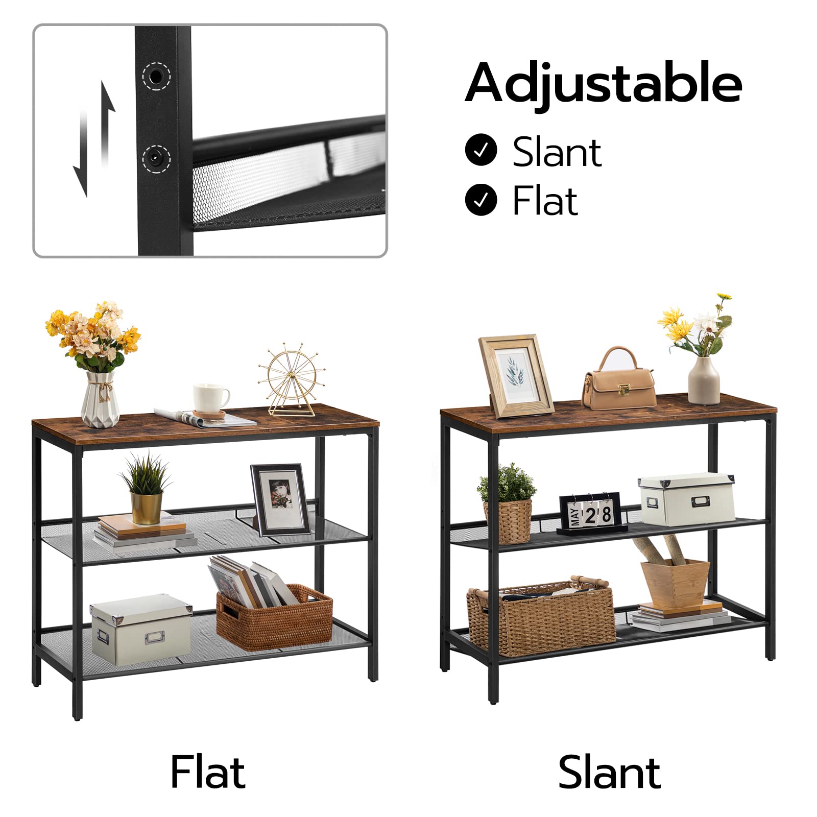 Sofa Table with Adjustable Mesh Shelves - From Where - 