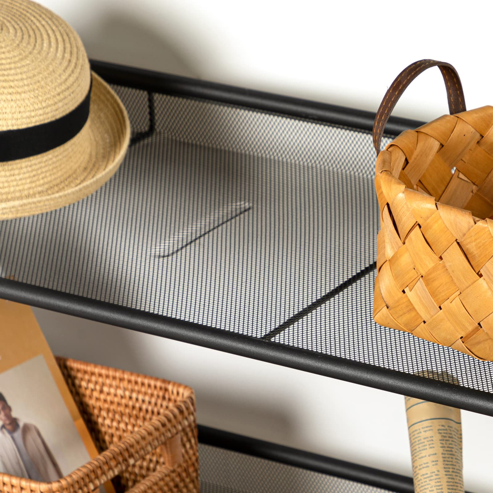 Sofa Table with Adjustable Mesh Shelves - From Where - 