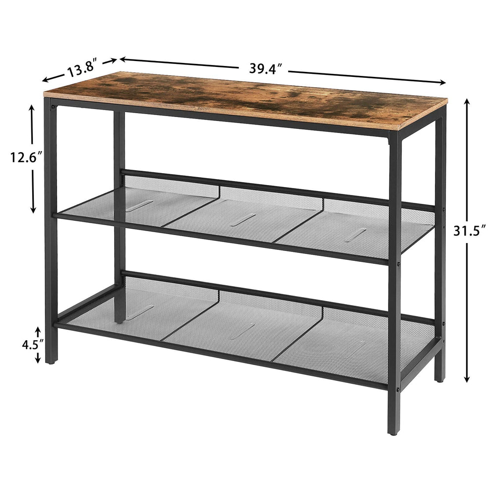 Sofa Table with Adjustable Mesh Shelves - From Where - 