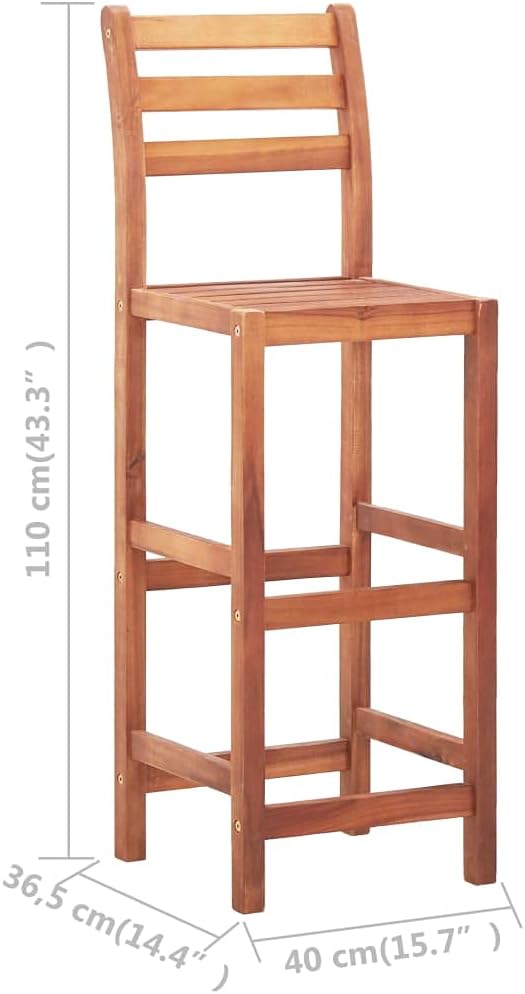 Solid Acacia Bar Stool (Set of 2) - From Where - 