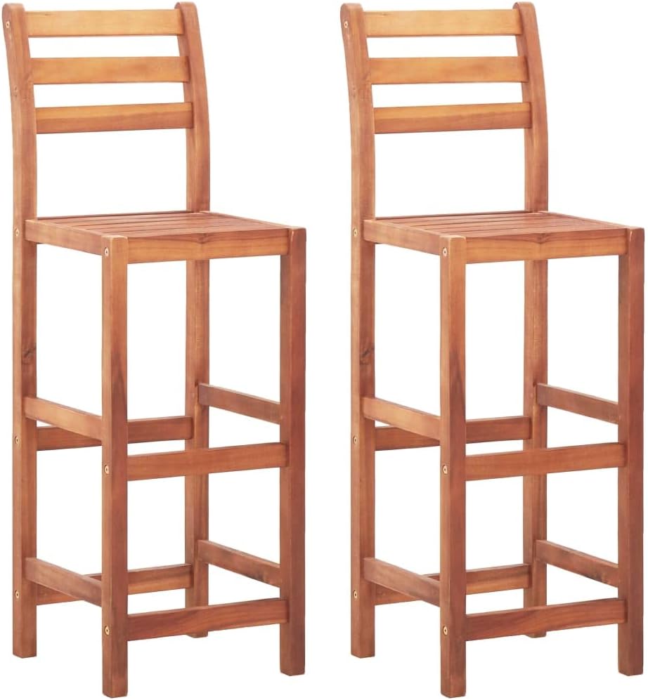 Solid Acacia Bar Stool (Set of 2) - From Where - 