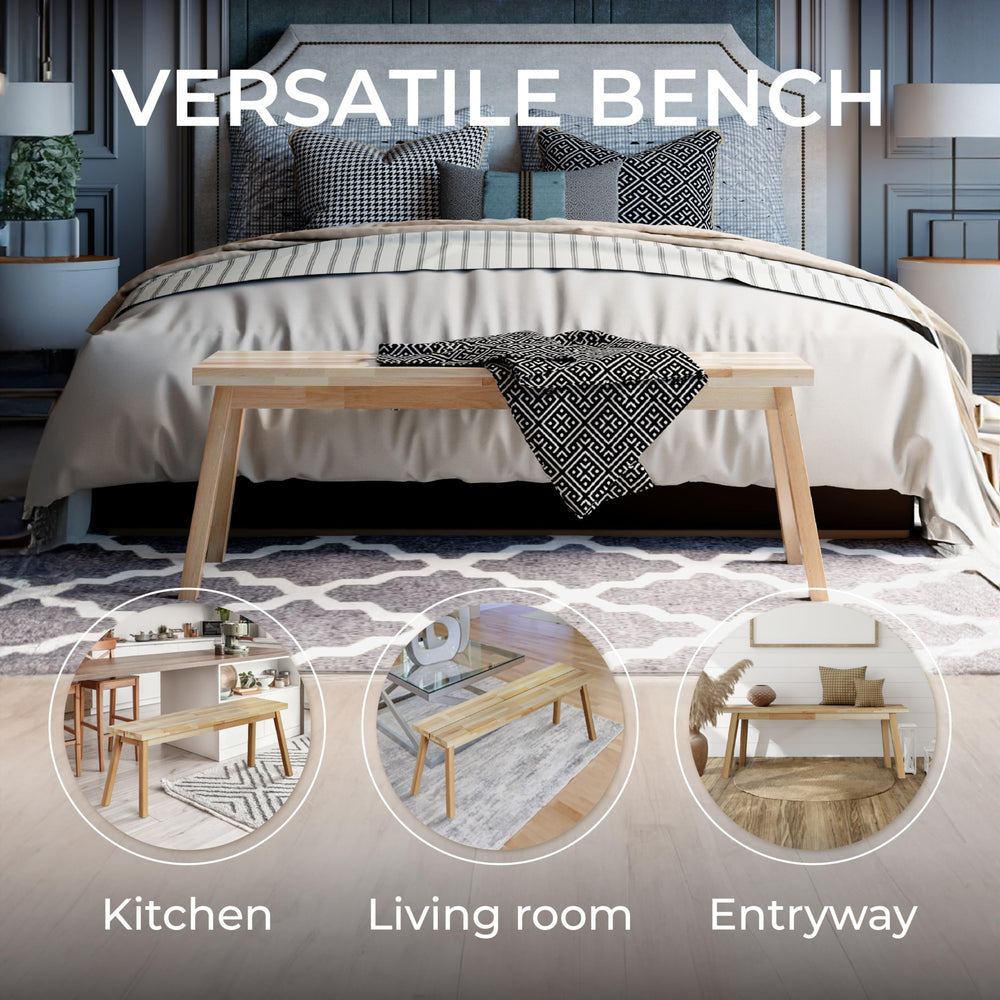 Solid Acacia Wooden Bench - From Where - 