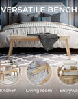 Solid Acacia Wooden Bench - From Where - 