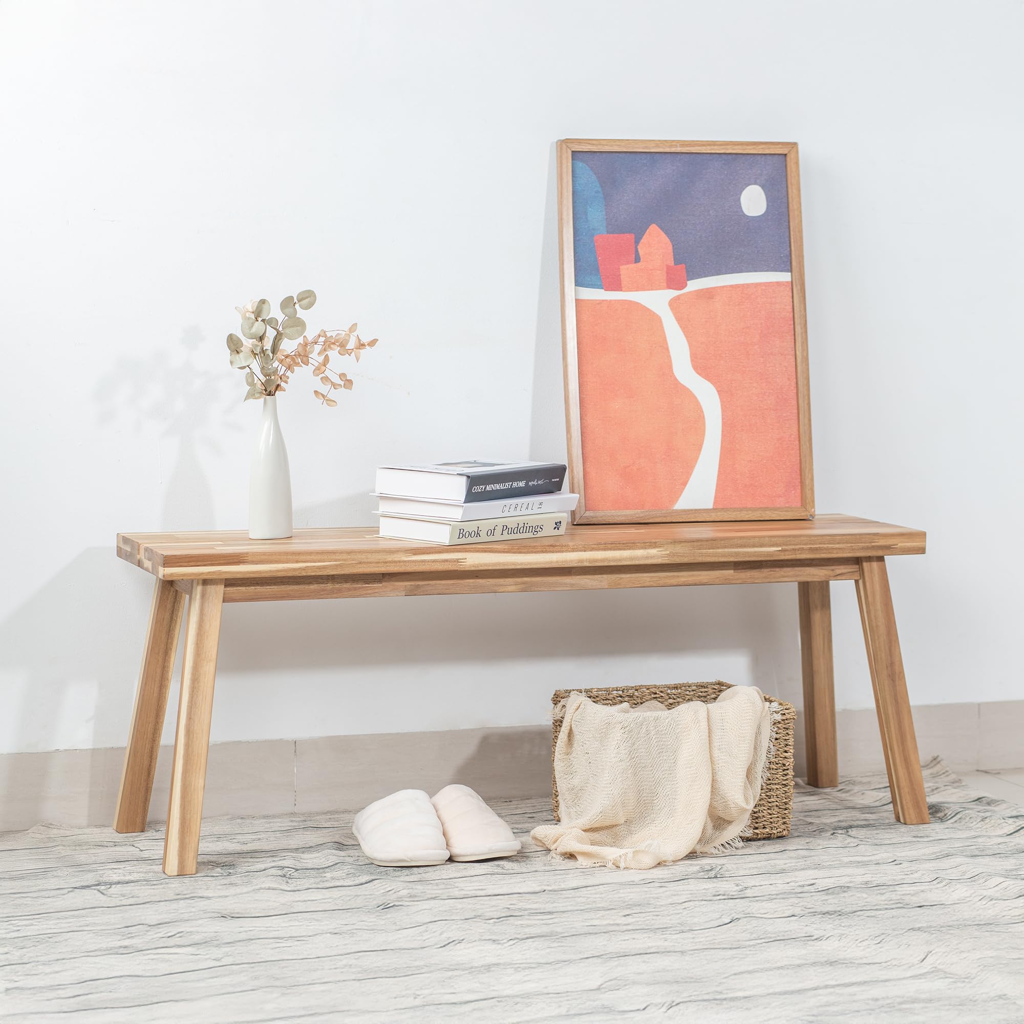 Solid Acacia Wooden Bench - From Where - 