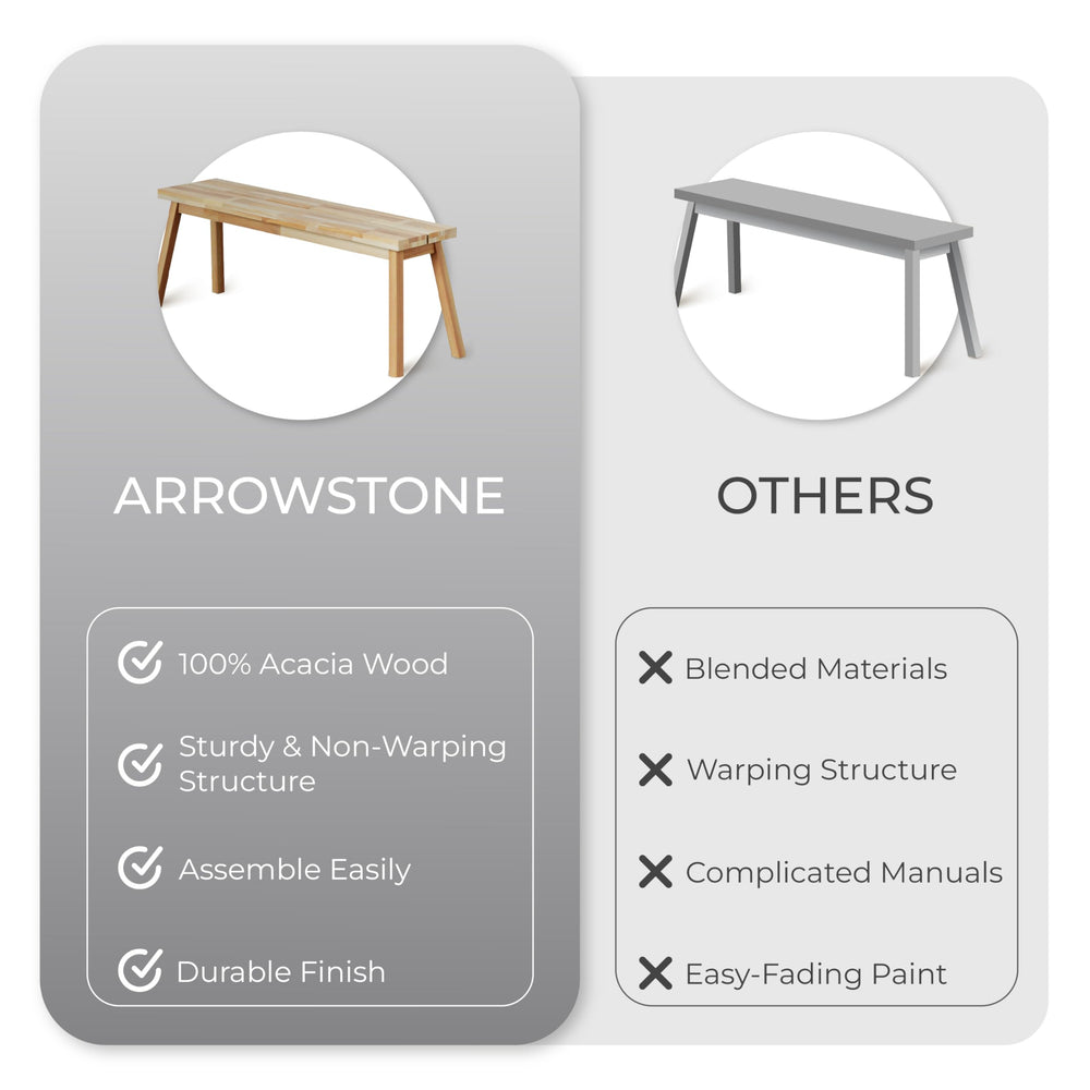 Solid Acacia Wooden Bench - From Where - 