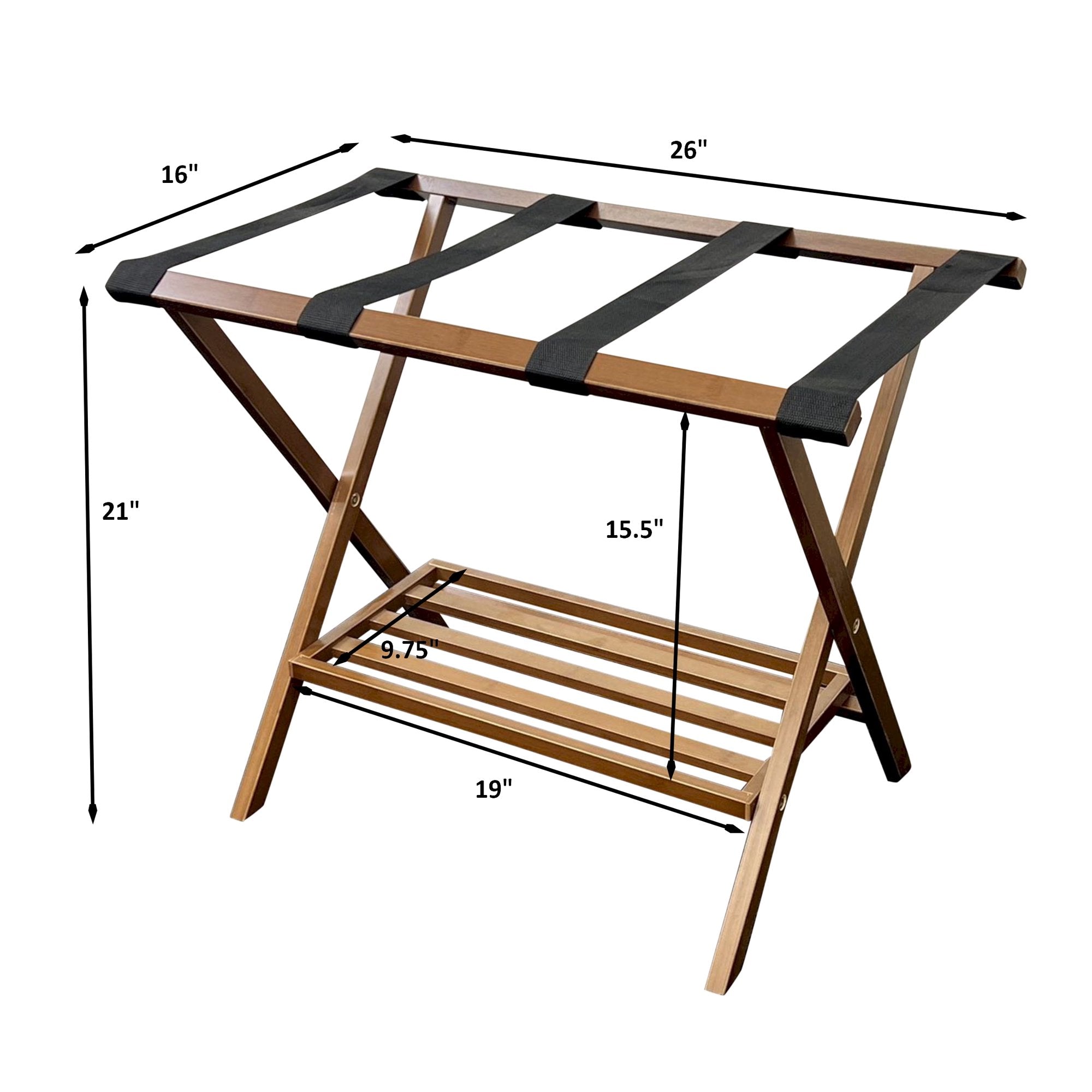 Solid Bamboo Luggage Rack in Caramel - From Where - 