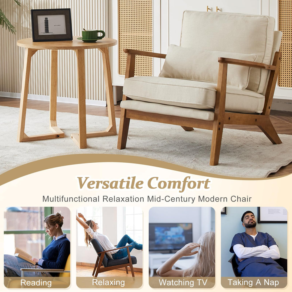 Solid Wood Armrests Accent Chair - From Where - 