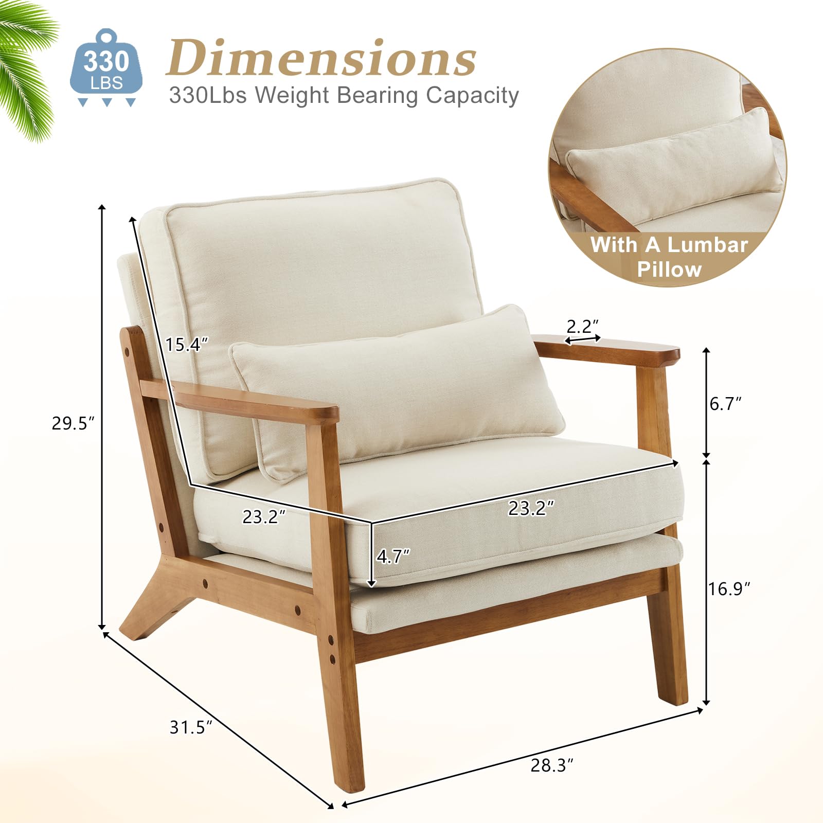 Solid Wood Armrests Accent Chair - From Where - 
