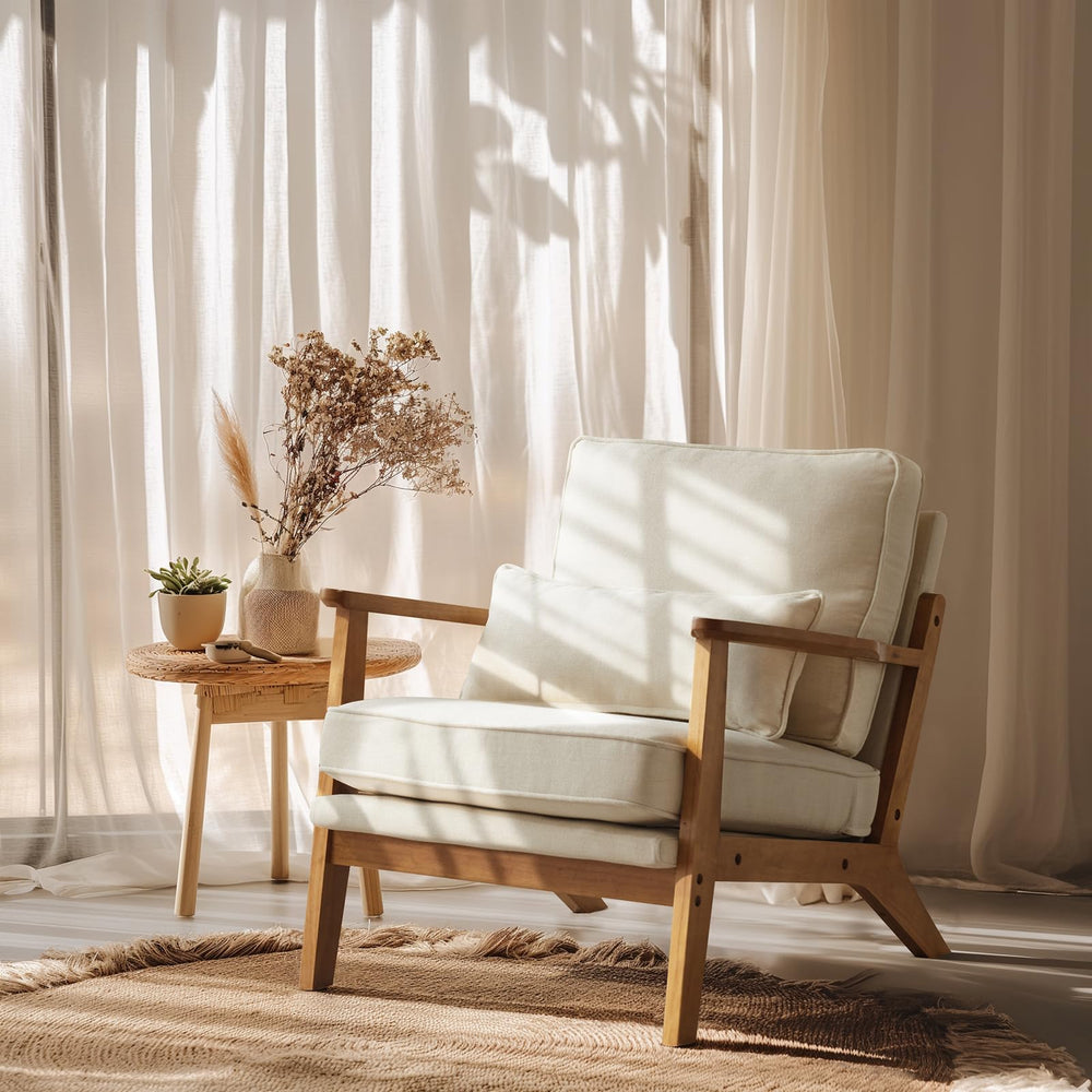 Solid Wood Armrests Accent Chair - From Where - 