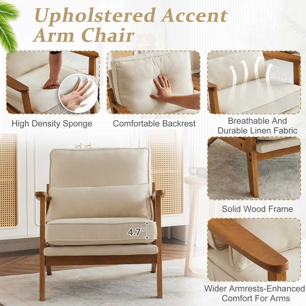 Solid Wood Armrests Accent Chair - From Where - 