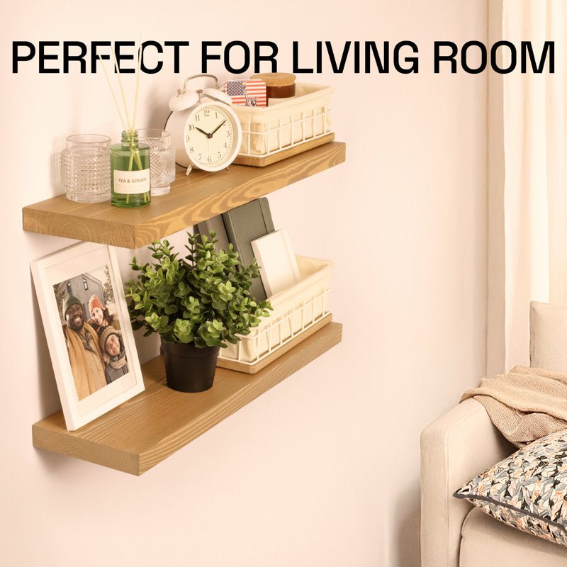 Solid Wood Floating Shelves Set of 2 - From Where - 