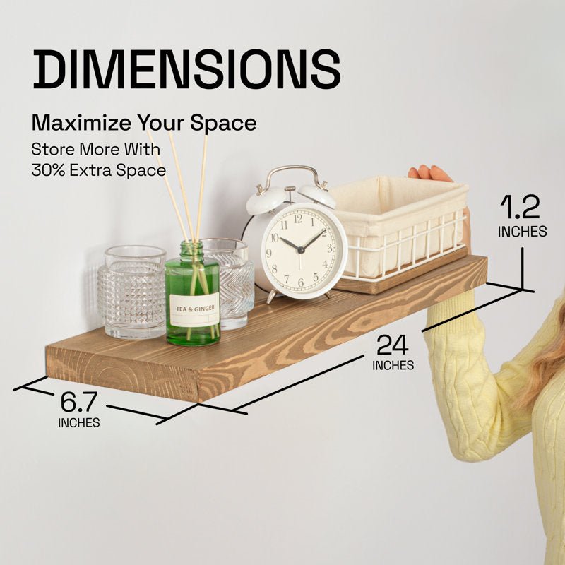 Solid Wood Floating Shelves Set of 2 - From Where - 
