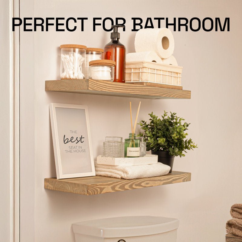 Solid Wood Floating Shelves Set of 2 - From Where - 