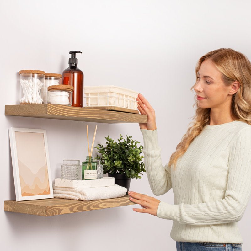 Solid Wood Floating Shelves Set of 2 - From Where - 