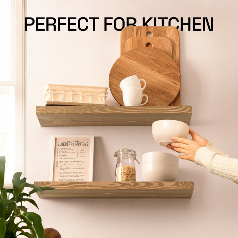 Solid Wood Floating Shelves Set of 2 - From Where - 