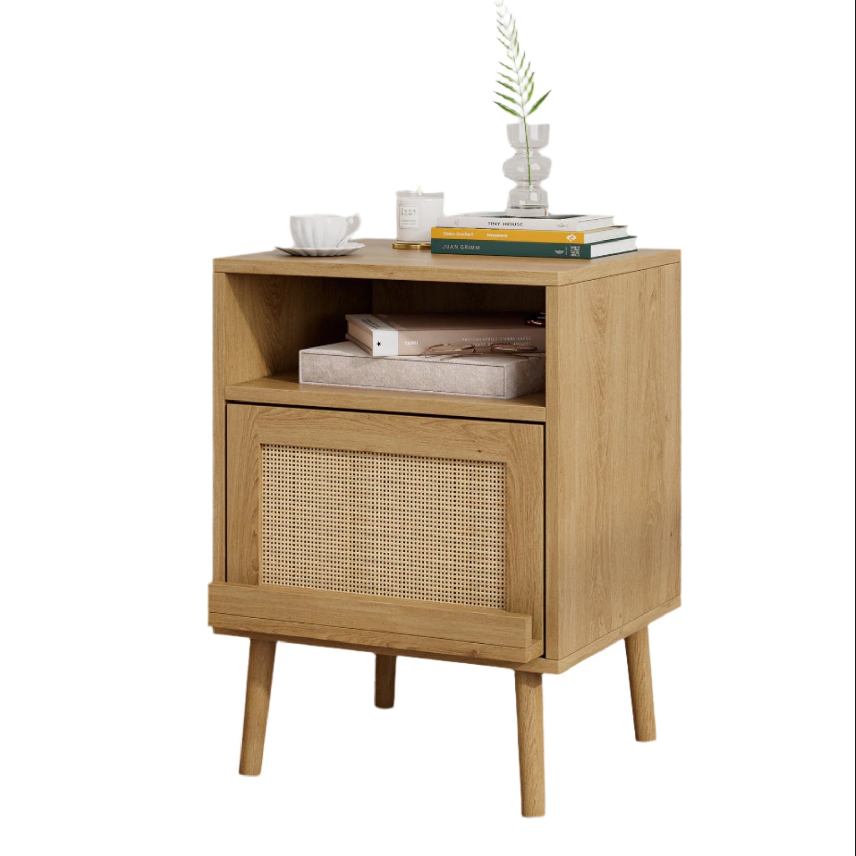 Solid Wood Rattan Nightstand - From Where - 