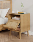 Solid Wood Rattan Nightstand - From Where - 