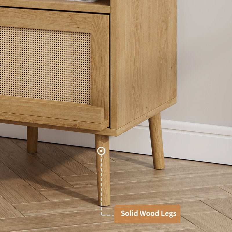 Solid Wood Rattan Nightstand - From Where - 
