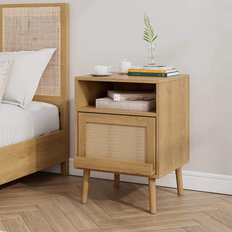 Solid Wood Rattan Nightstand - From Where - 