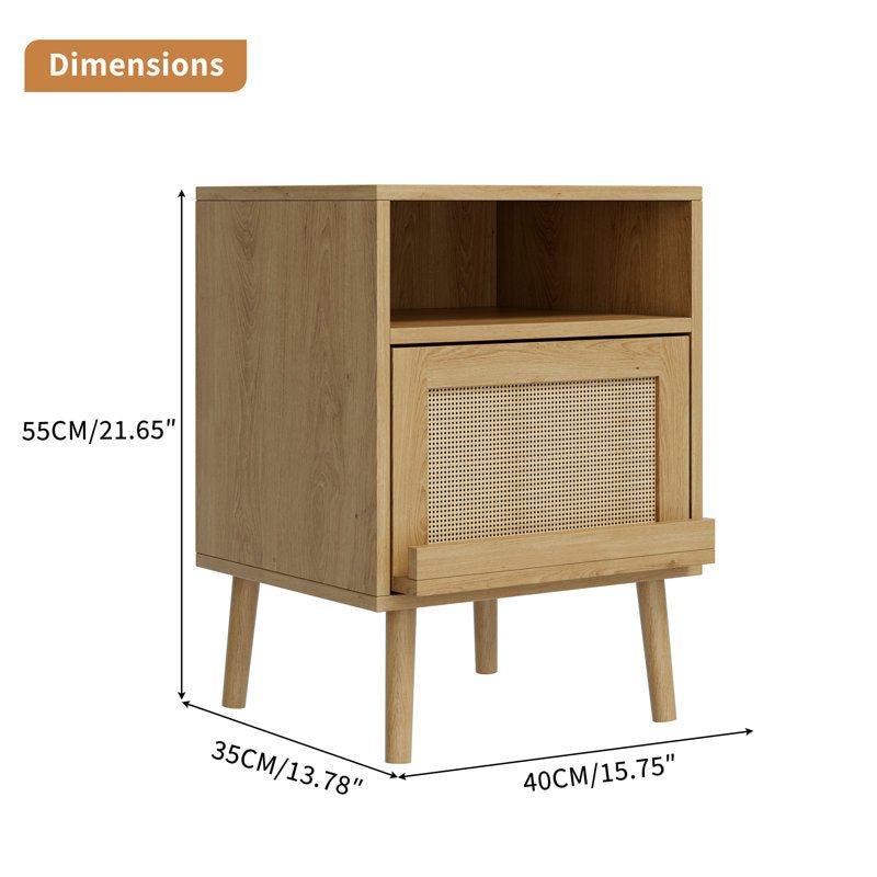 Solid Wood Rattan Nightstand - From Where - 