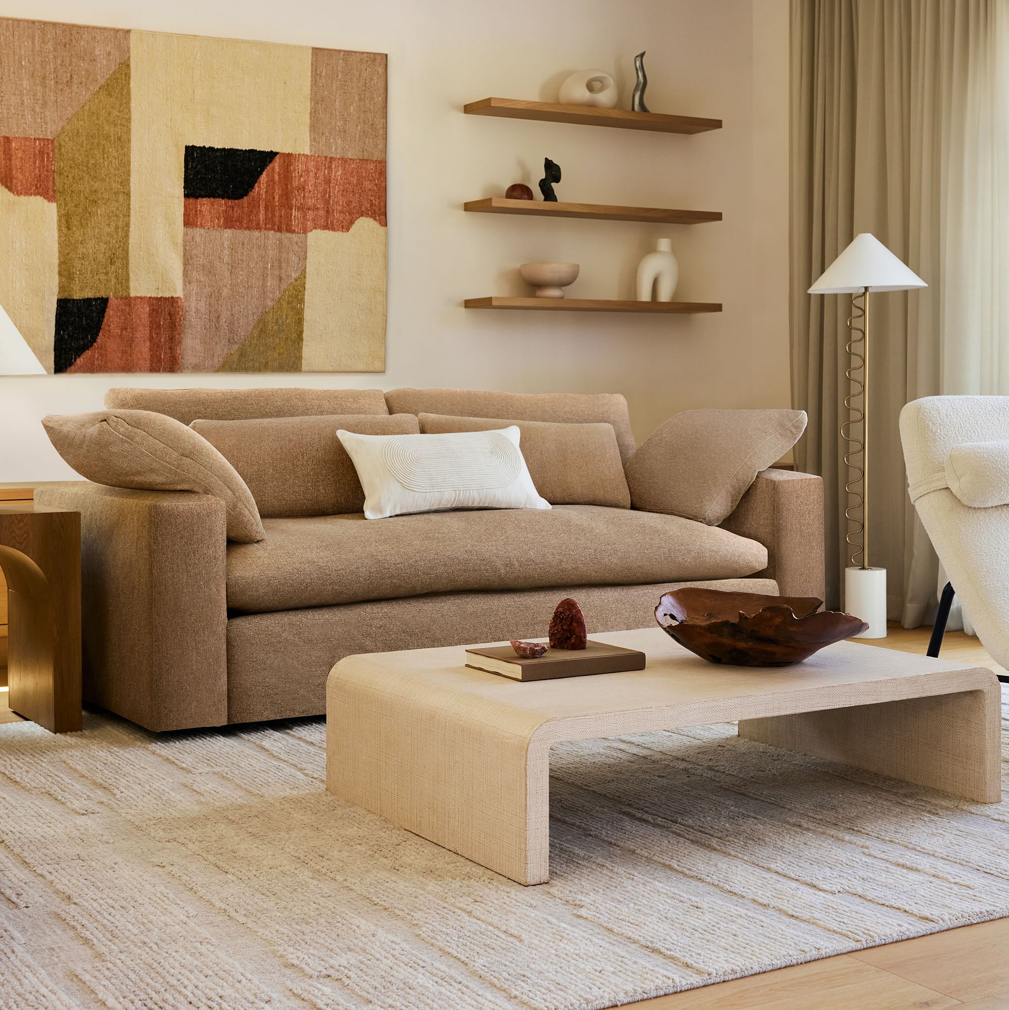 Solstice Painted Raffia Low Coffee Table (44"–50") - From Where Finds - 