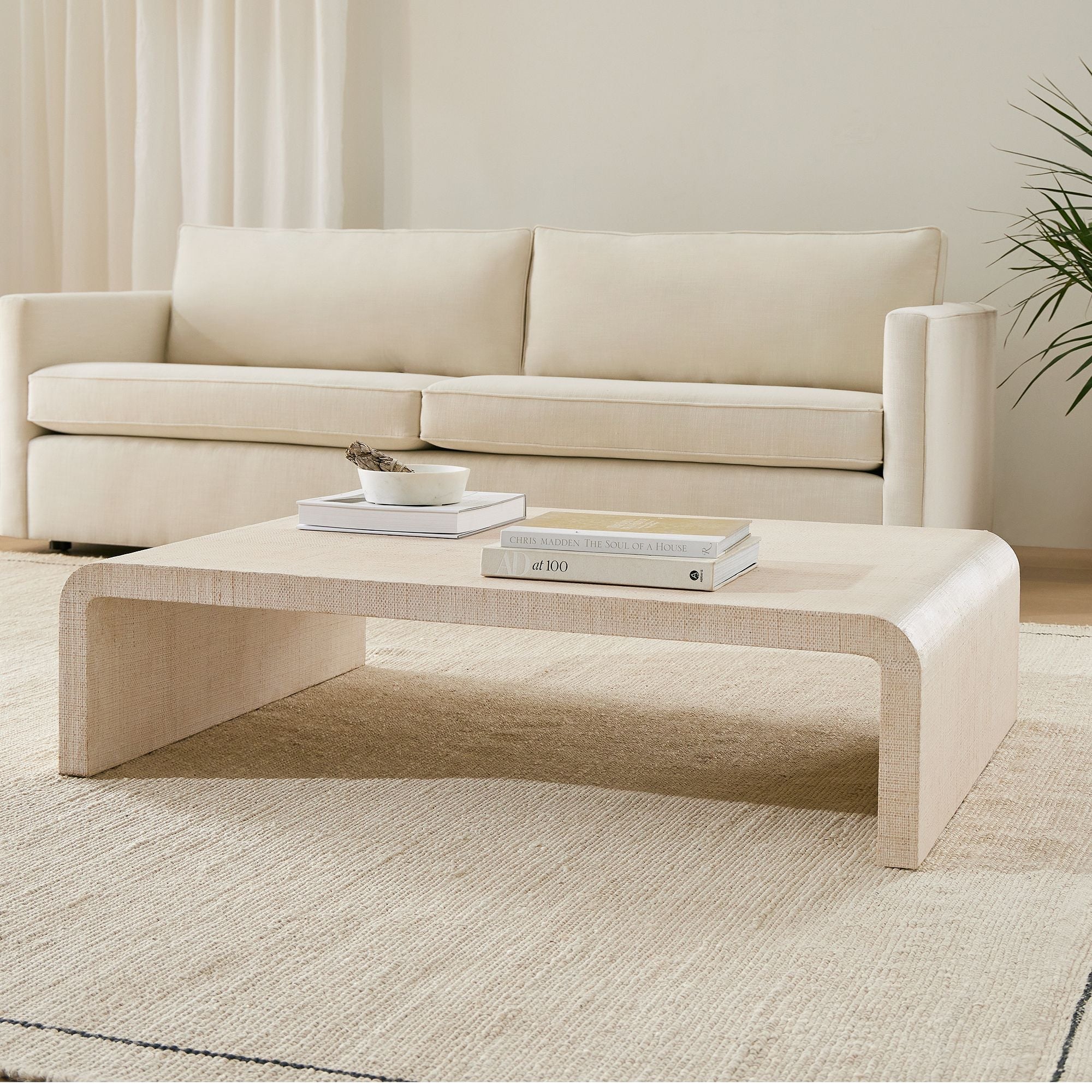 Solstice Painted Raffia Low Coffee Table (44"–50") - From Where Finds - 