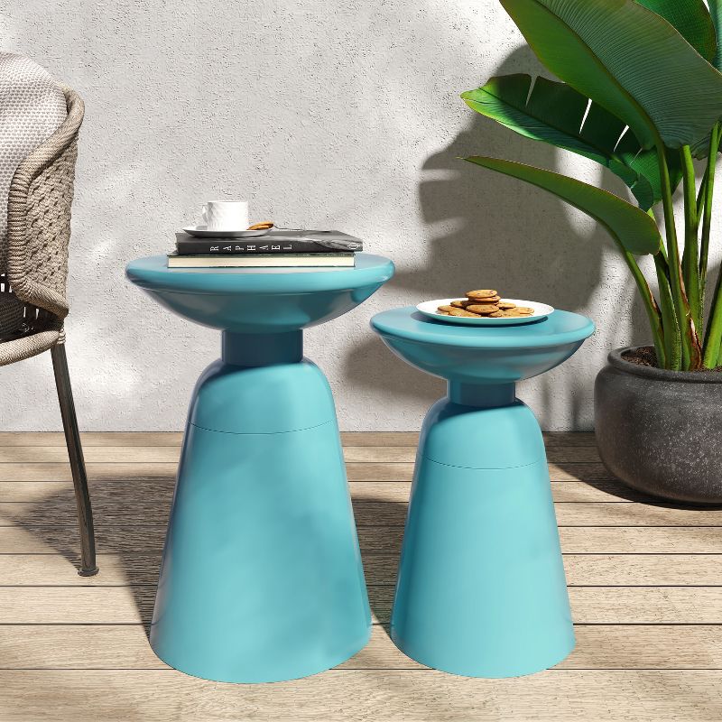 Soto Pedestal Iron Side Table (Set of 2) - From Where - 