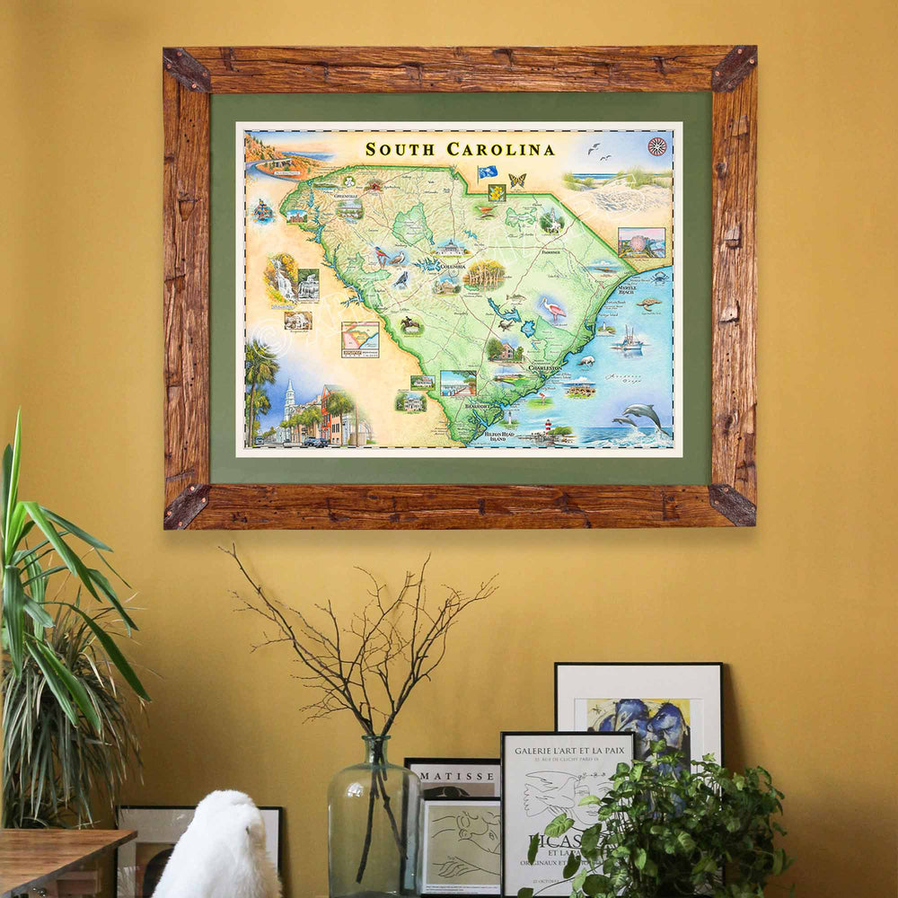 South Carolina State Hand - Drawn Map - From Where Finds - Map