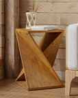 Square Solid Wood Pedestal Side Table - From Where - 