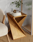Square Solid Wood Pedestal Side Table - From Where - 