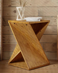 Square Solid Wood Pedestal Side Table - From Where - 