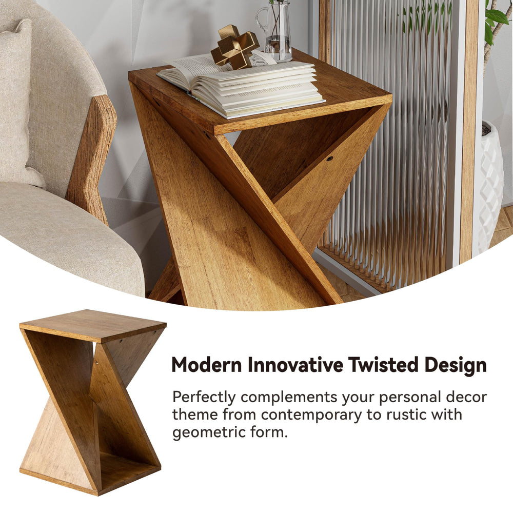 Square Solid Wood Pedestal Side Table - From Where - 