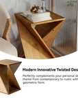 Square Solid Wood Pedestal Side Table - From Where - 
