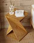 Square Solid Wood Pedestal Side Table - From Where - 