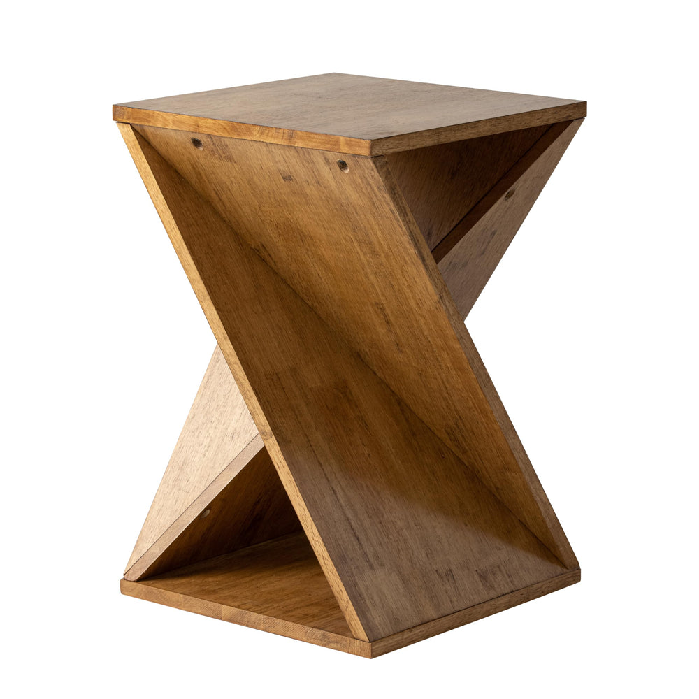 Square Solid Wood Pedestal Side Table - From Where - 