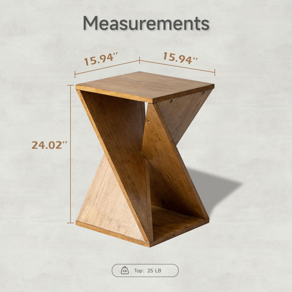 Square Solid Wood Pedestal Side Table - From Where - 